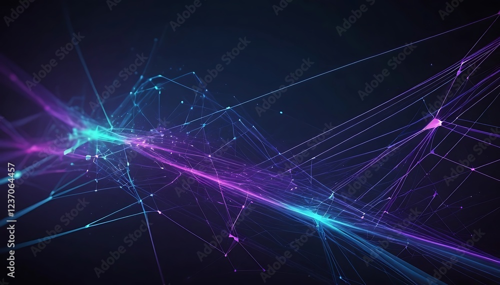 Poster abstract network: glowing lines and nodes in a dark, futuristic style