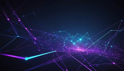 Abstract Network: Glowing Purple and Blue Linescape