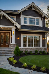 Obraz premium Luxury Modern Home Exterior: Elegant Design and Landscaping