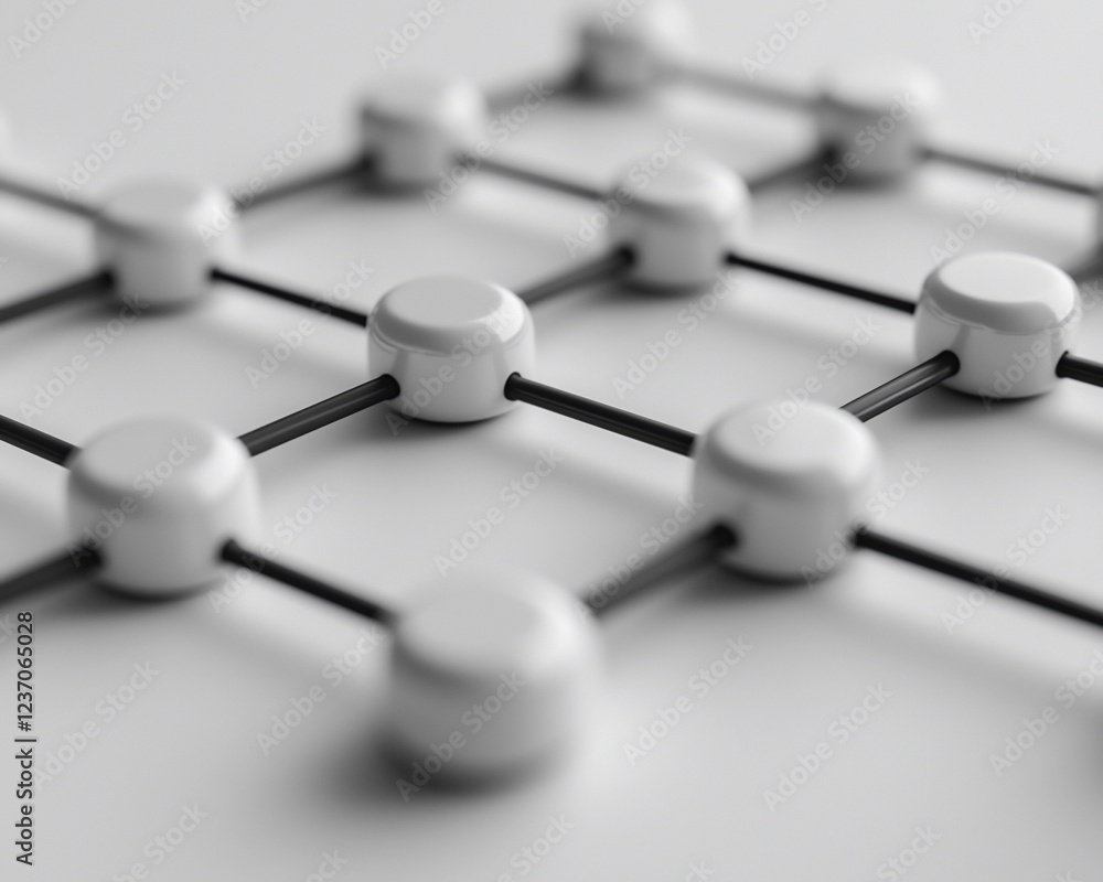 Poster Abstract network grid of interconnected nodes.