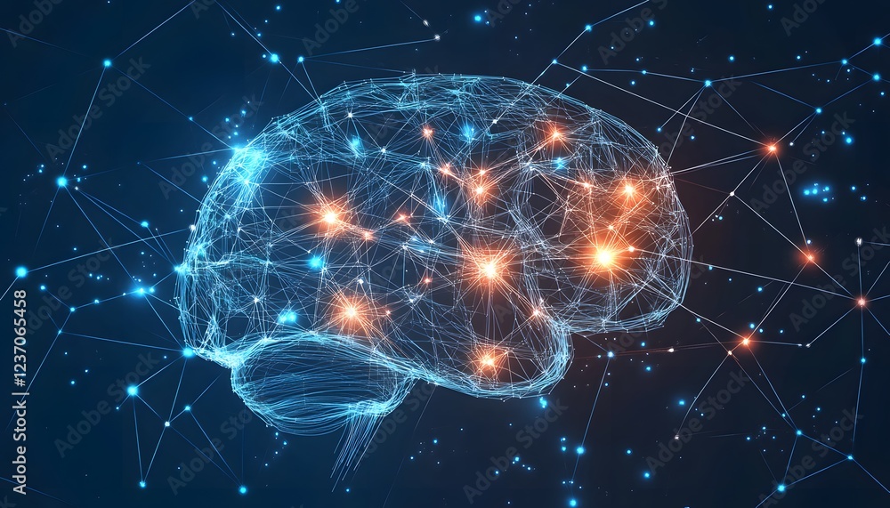 Poster abstract neural network brain connections visualization