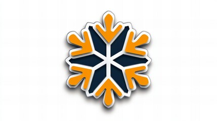 Stylish snowflake design in navy blue and orange. Perfect for winter holidays or seasonal branding.