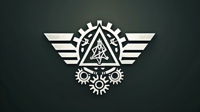 2d vector logo , black and white logo theme mechanical engineering