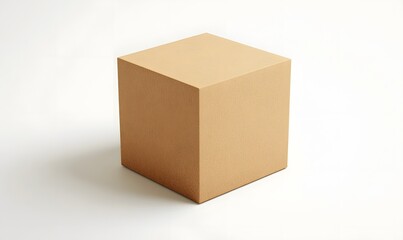Beige cube on white background; studio shot, packaging design