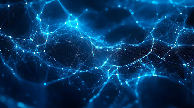 Abstract blue network connectivity background for tech and digital design.