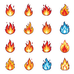 set of fire icons