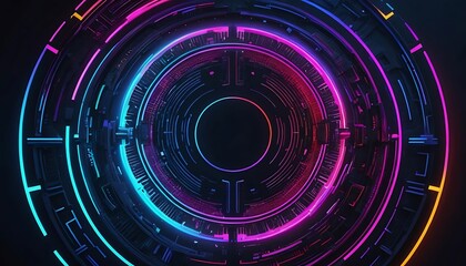 Obraz premium Neon Concentric Circles: A Futuristic Abstract Artwork