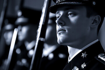 A military honor guard performing a precise ceremony. 