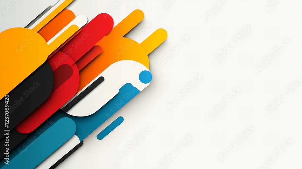 Poster Abstract colorful shapes overlap on a white background. A vibrant and dynamic design.