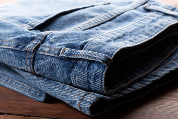 Jeans Sale. New Jeans are on the store shelf.