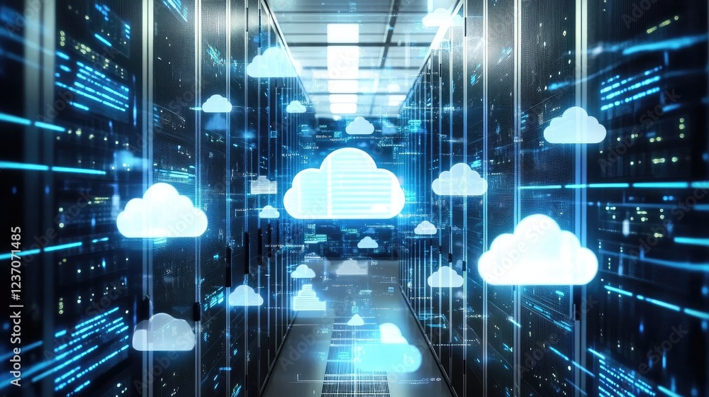 Poster cloud computing data center server room infrastructure