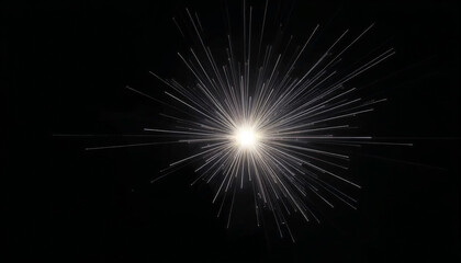 Fototapeta premium Shining white light explosion on a dark background. Abstract conceptual design, light effect for wallpaper, banner and poster. Place for text, copy space.