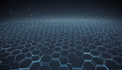 Naklejka premium Hexagonal Network: A Serene, Futuristic Digital Landscape