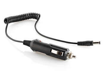 Automotive electronics. Electric adapter for charging devices into a Car cigarette lighter isolated...