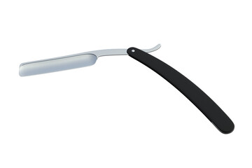 Open straight razor for shaving isolated on white background. Barber tool. Barbershop accessory. 3d render
