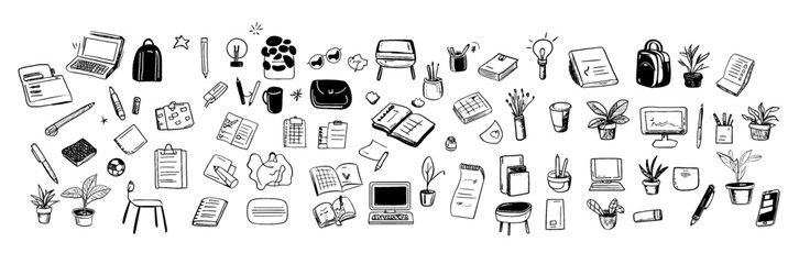 Pack d'icônes dessinées à la main - Bureau & Papeterie