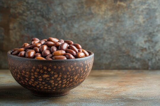 Bowl of delicious tamarinds and seeds against a brown backdrop