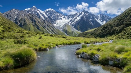 Mountain River Valley Scenic Landscape View