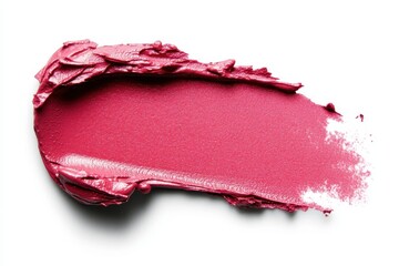 Bright red cream makeup swipe on white background