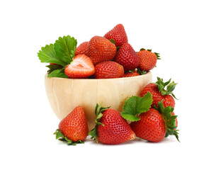 Fresh red ripe strawberry isolated on white, macro image