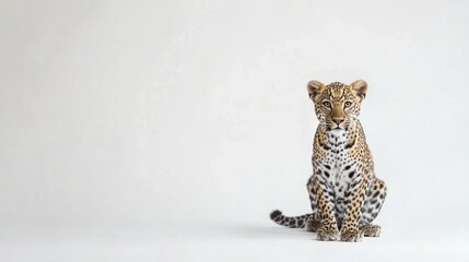 Naklejka premium Majestic Leopard Cub: A Captivating Portrait