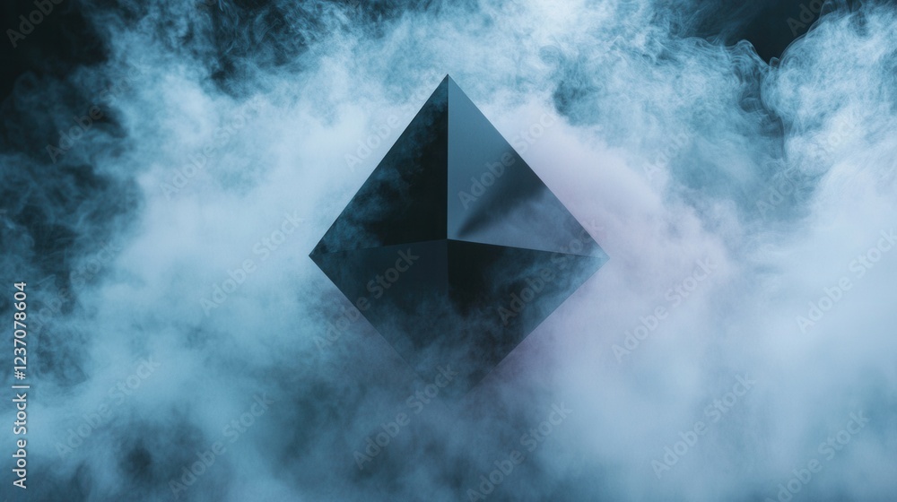 Poster digital art piece that appears to be a 3d rendering of a diamond-shaped object. the diamond is in th