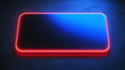 Neon Sign Rectangular Blue Red Glow Frame