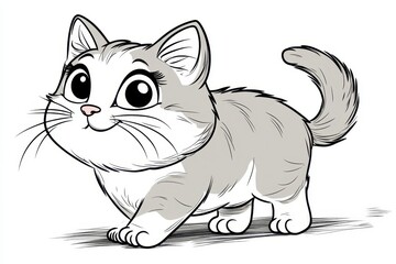 Obraz premium Children s educational coloring page featuring a cat cartoon