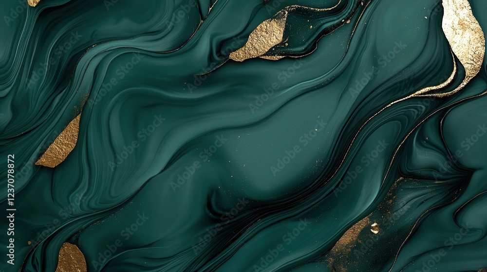 Aufkleber abstract digital art piece with a dark green background. the background is made up of wavy lines tha