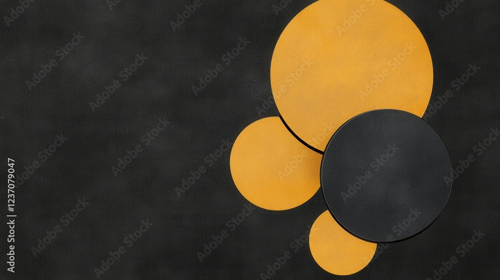 Poster black background with three overlapping circles in different shades of yellow.