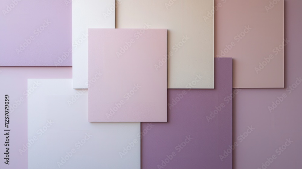 Poster flat lay of six different colors of paper arranged in a diagonal pattern. the colors are predominant