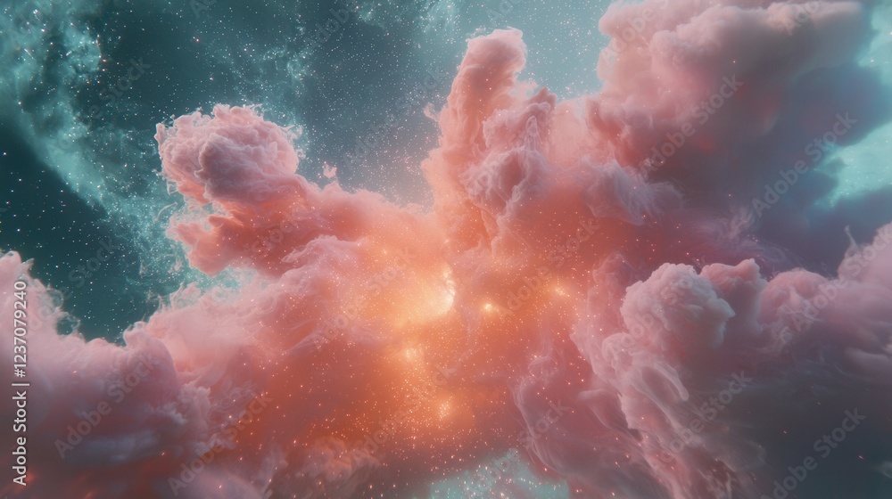Poster abstract digital art piece that appears to be a representation of a nebula or a starry night sky. th