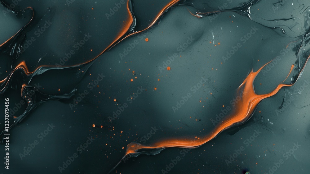 Poster abstract digital art piece that appears to be made up of different shades of black and orange. the b