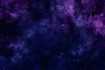 abstract cosmic background with swirling deep purple and navy blue hues, metallic shimmer, and scattered white speckles, evoking a celestial and dreamy atmosphere in fluid ink style