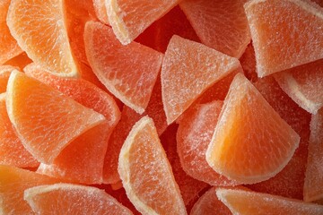 Close up of peeled red grapefruit pieces
