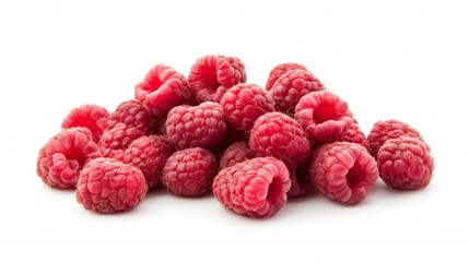 Close-up of Fresh Raspberries on White Background