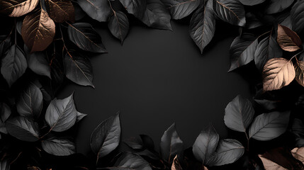 A gothic halloween-themed layout with black metallic leaves and dark elegance. Gothic Elegance. Illustration