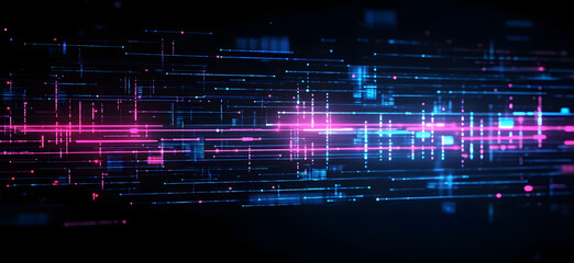 Digital background perfect for tech processes, neural networks, artificial intelligence, data transfer and encryption, digital archives, sound and graphic presentations, science, education, etc.