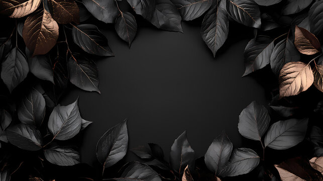 A gothic halloween-themed layout with black metallic leaves and dark elegance. Gothic Elegance. Illustration