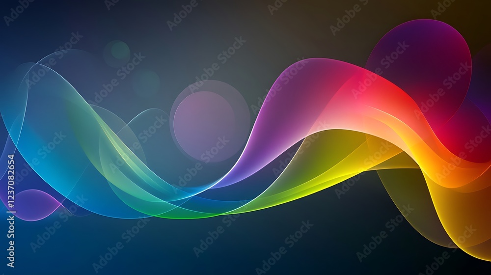 Aufkleber abstract rainbow waves flowing dynamically across dark background