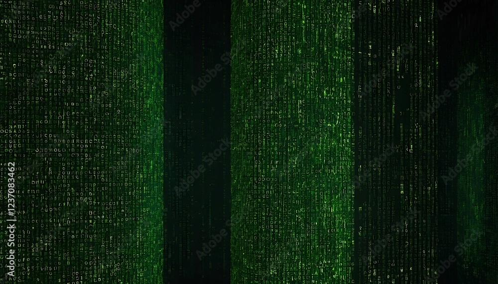 Poster abstract green code matrix: digital rain abstract art