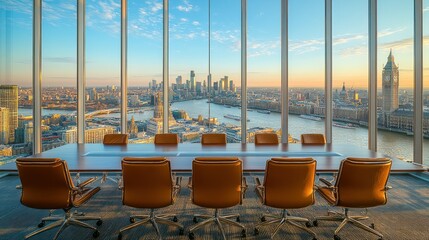 London Skyline View from a Modern Conference Room