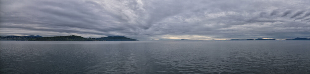 Friday Harbor and Orcas Island Scenic view from aboard a ferry - San Juan Islands, Washington, USA