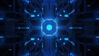 Glowing Blue Circuitry: A Futuristic Technological Abstract