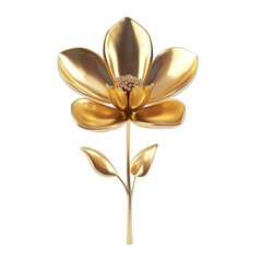 Elegant gold flower with detailed petals and leaves for decorative purposes