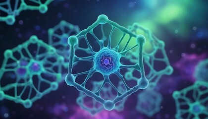 Microscopic Cellular Structures: A Vibrant, Abstract Visualization