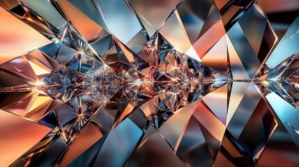 Fototapeta premium Abstract Crystal Facets: A Symphony of Light and Color in Geometric Precision