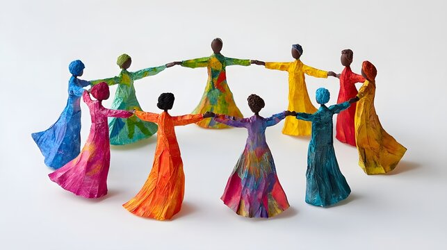 Colorful Dance of Unity with Paper Figures in Circular Formation