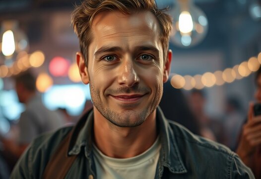 Photorealistic portrait of a drunk man