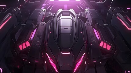 Fototapeta premium Abstract Futuristic Black And Pink Robotic Structure